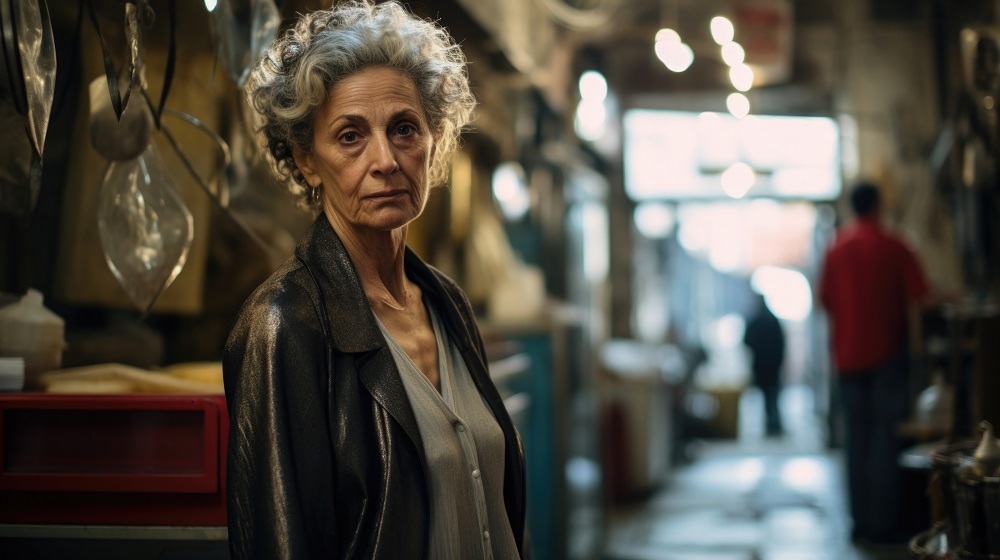 középkorú nő, egyedül