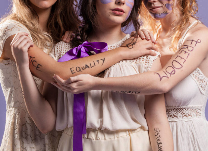 feminista, kék harisnya, nők