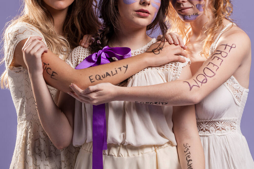 feminista, kék harisnya, nők